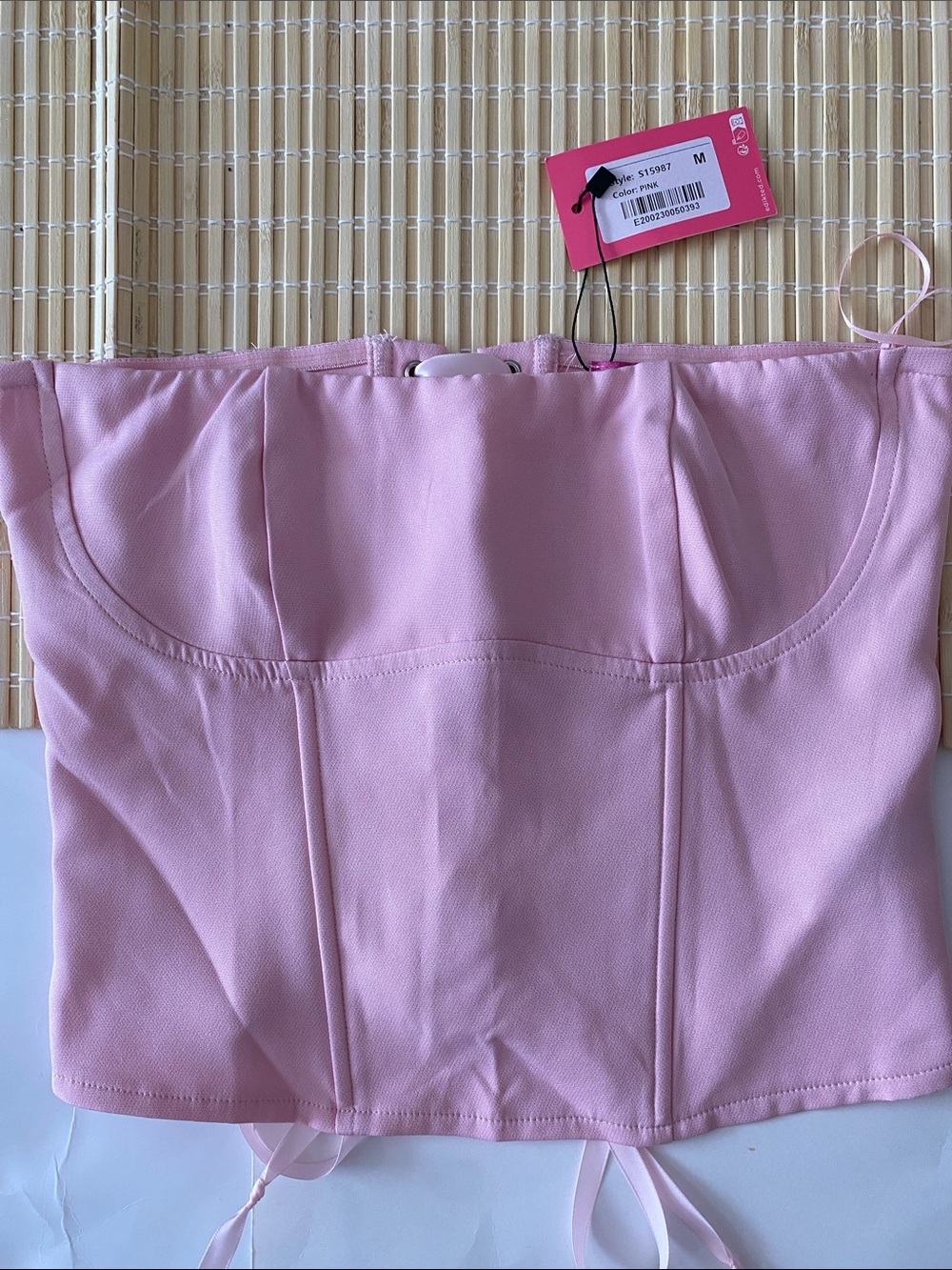 Edikted Pink Strapless Bustier Bandeau Top